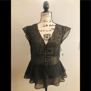 NWT Events Black & White Polka Dot Blouse